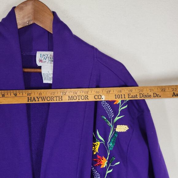 Vintage Lacy Afternoon Overcoat L Embellished Robe Lace Art To Wear Grandma - Picture 4 of 16